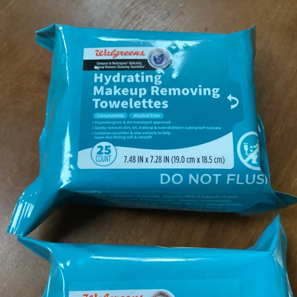Walgreens Hydrating Makeup Removing Towelettes 25 count 2 packs NEW